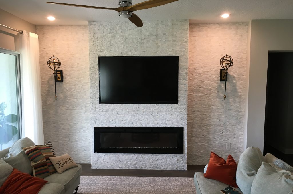 accent stone fireplace mount